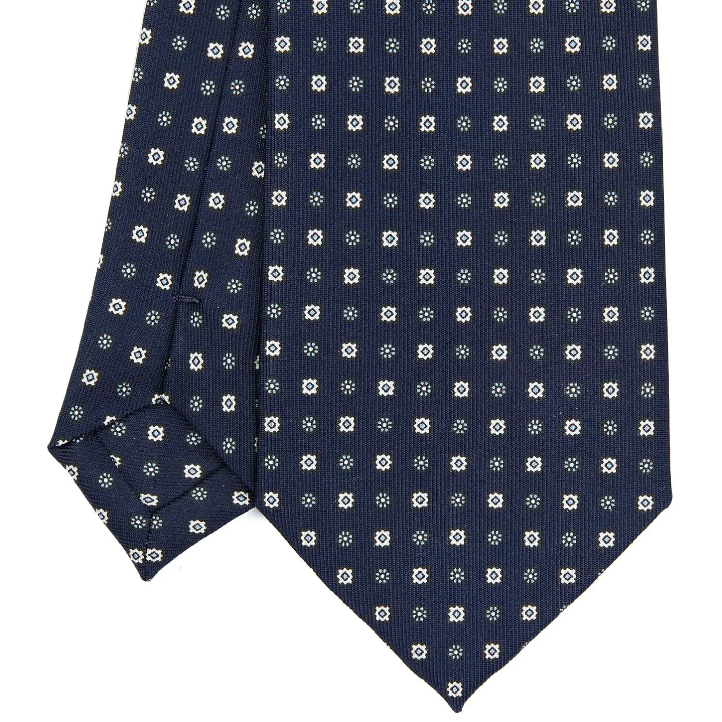 E.Marinella CRAVATTA SARTORIALE EXTRA LONG IN SETA BLU SCURO Microfantasia fiore Online