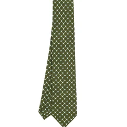 E.Marinella CRAVATTA SARTORIALE EXTRA LONG IN SETA VERDE OLIVA Microfantasia fiore Outlet