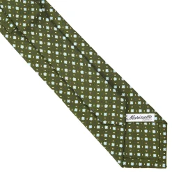 E.Marinella CRAVATTA SARTORIALE EXTRA LONG IN SETA VERDE OLIVA Microfantasia fiore Outlet
