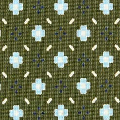 E.Marinella CRAVATTA SARTORIALE EXTRA LONG IN SETA VERDE OLIVA Microfantasia fiore Outlet