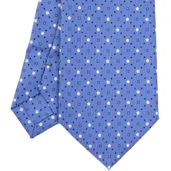 E.Marinella CRAVATTA SARTORIALE EXTRA LONG IN SETA AZZURRO POLVERE Microfantasia fiore Hot