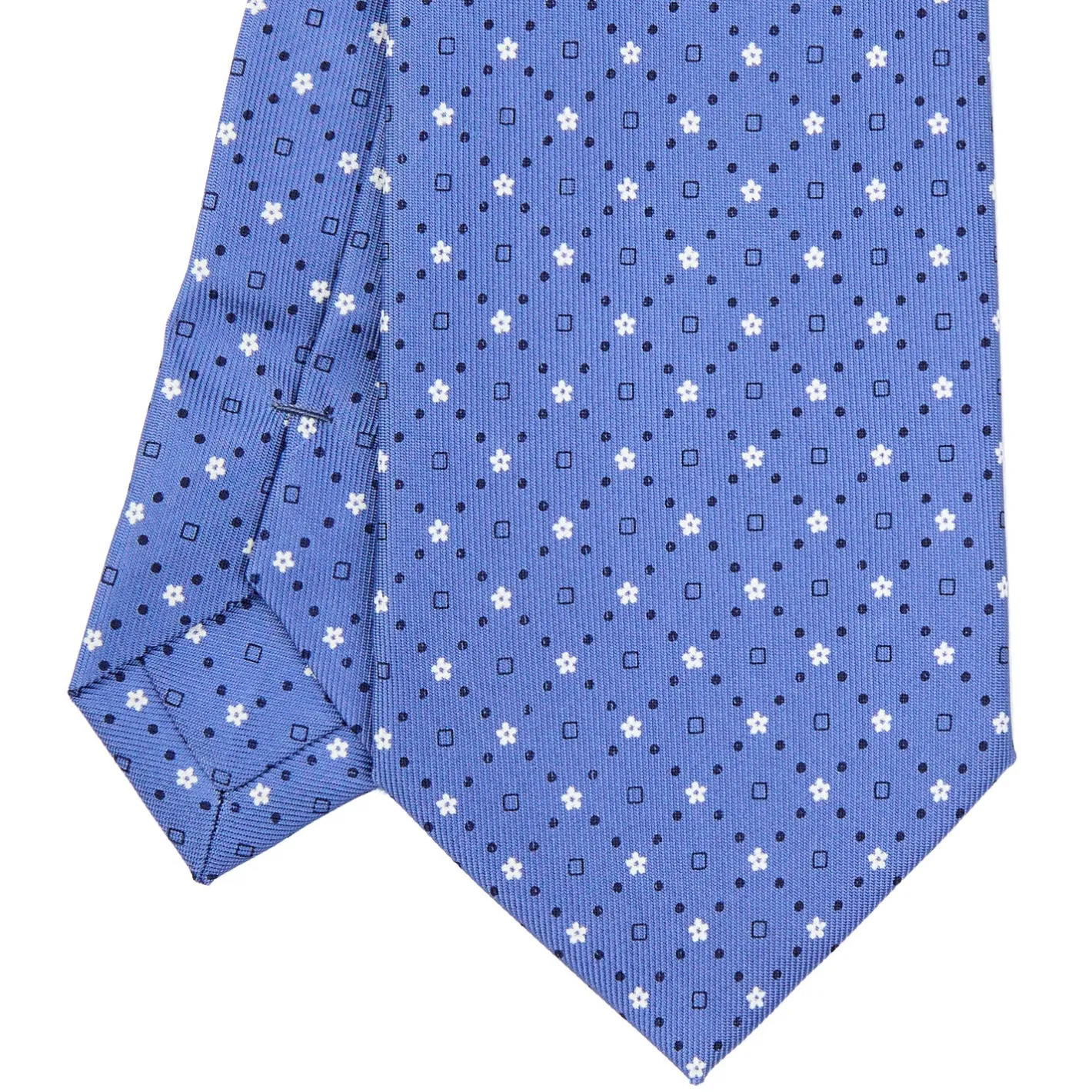 E.Marinella CRAVATTA SARTORIALE EXTRA LONG IN SETA AZZURRO POLVERE Microfantasia fiore Hot