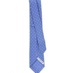 E.Marinella CRAVATTA SARTORIALE EXTRA LONG IN SETA AZZURRO POLVERE Microfantasia fiore Hot