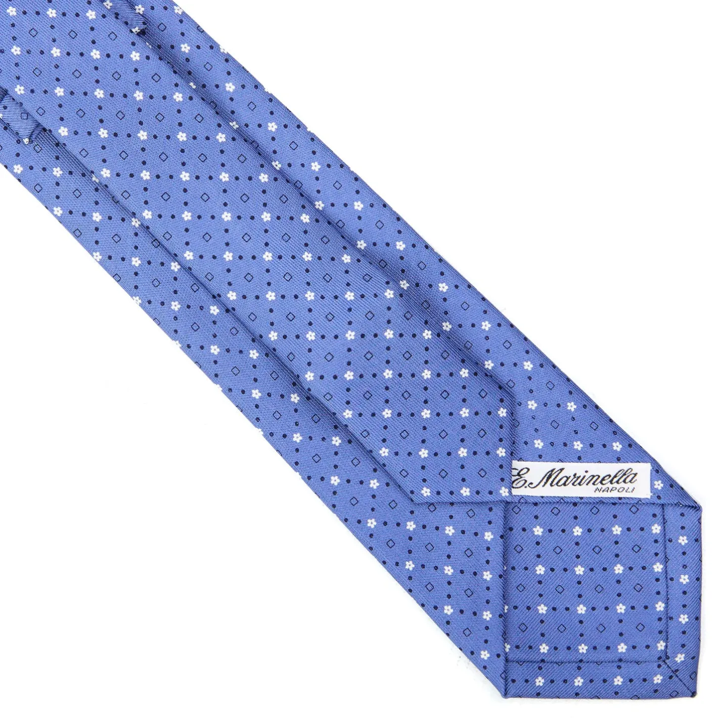 E.Marinella CRAVATTA SARTORIALE EXTRA LONG IN SETA AZZURRO POLVERE Microfantasia fiore Hot