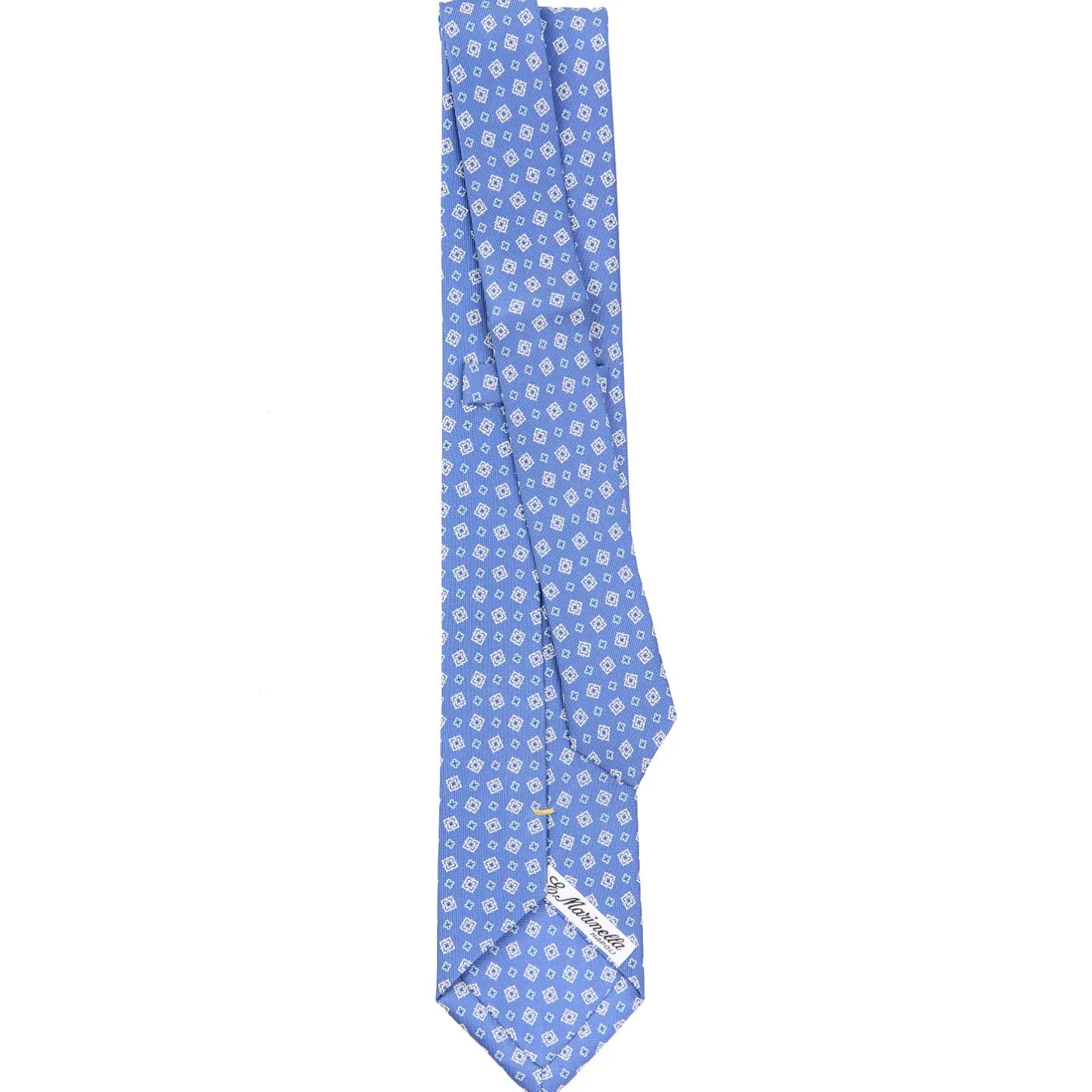 E.Marinella CRAVATTA SARTORIALE EXTRA LONG IN SETA AZZURRO POLVERE Microfantasia fiore