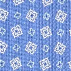 E.Marinella CRAVATTA SARTORIALE EXTRA LONG IN SETA AZZURRO POLVERE Microfantasia fiore
