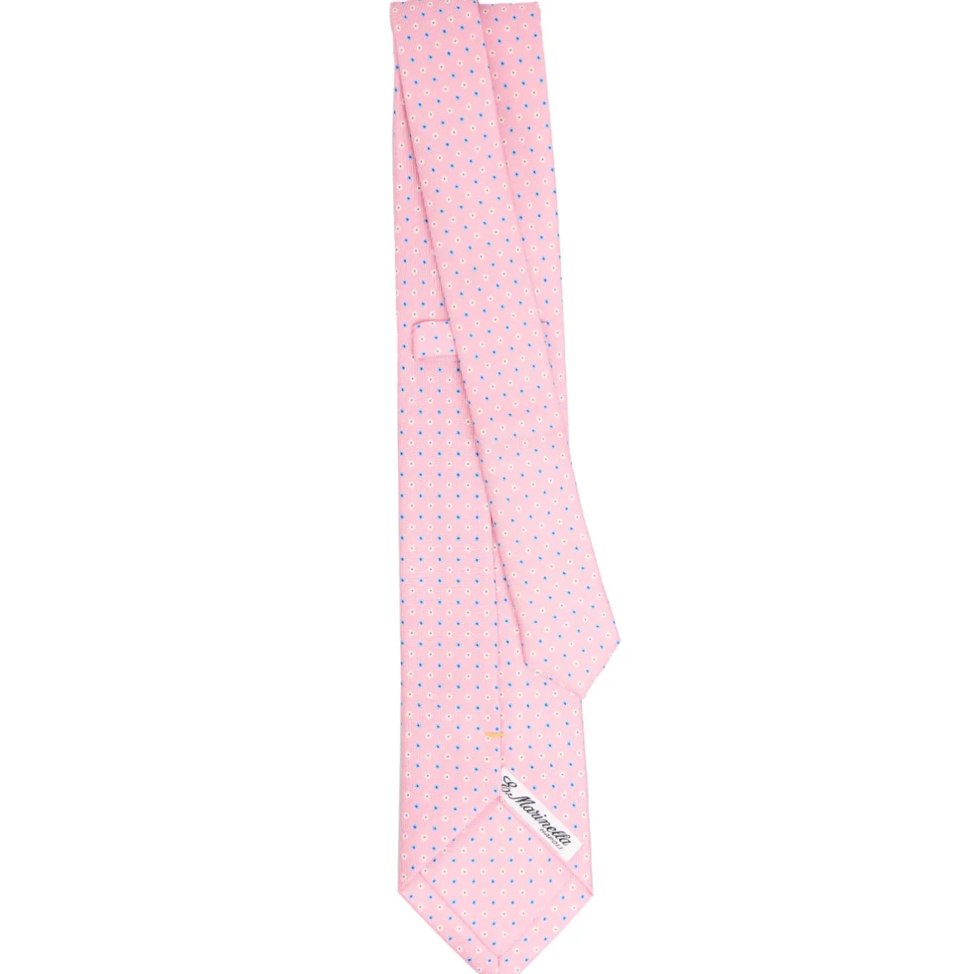 E.Marinella CRAVATTA SARTORIALE EXTRA LONG IN SETA ROSA Microfantasia fiore