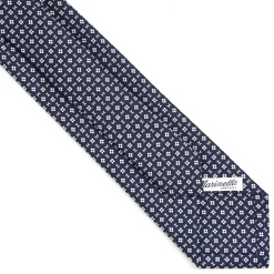 E.Marinella CRAVATTA SARTORIALE EXTRA LONG IN SETA BLU SCURO Microfantasia fiore Online