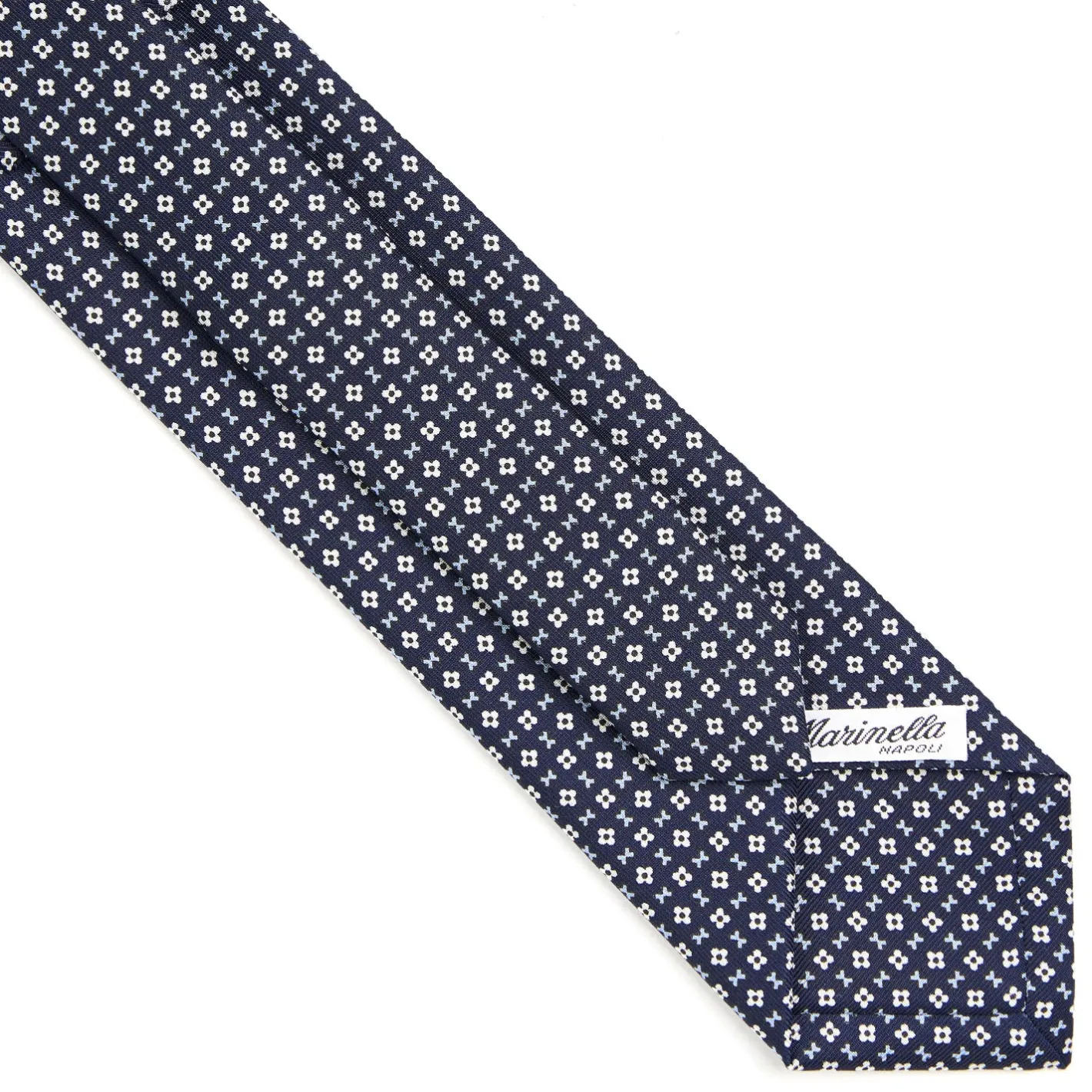E.Marinella CRAVATTA SARTORIALE EXTRA LONG IN SETA BLU SCURO Microfantasia fiore Online