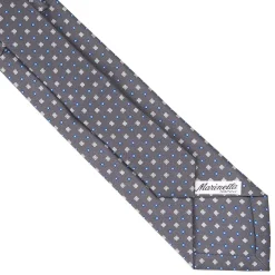 E.Marinella CRAVATTA SARTORIALE EXTRA LONG IN SETA GRIGIO SCURO Microfantasia fiore New