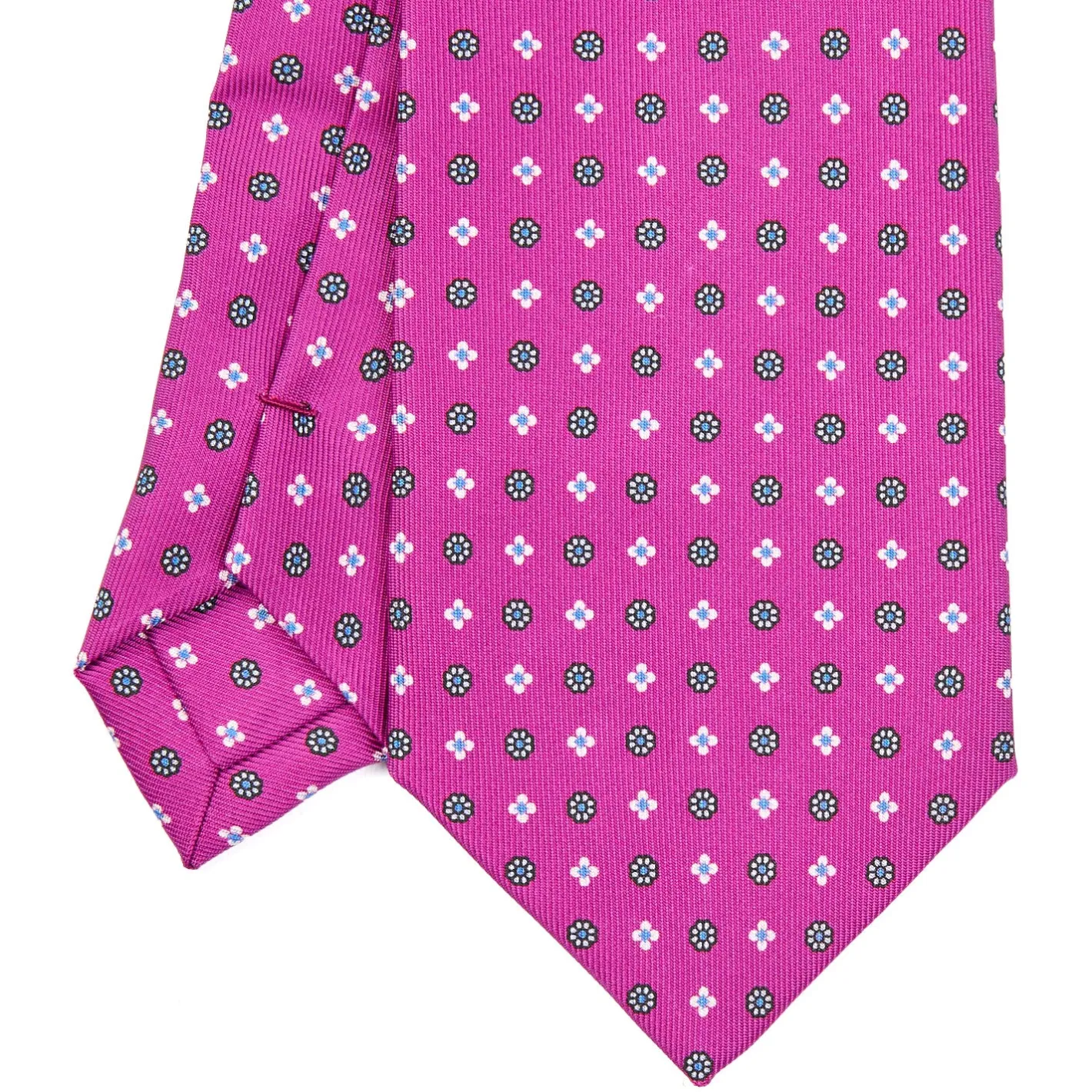 E.Marinella CRAVATTA SARTORIALE EXTRA LONG IN SETA FUCSIA Microfantasia fiore Online