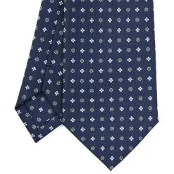 E.Marinella CRAVATTA SARTORIALE EXTRA LONG IN SETA BLU SCURO Microfantasia fiore Online