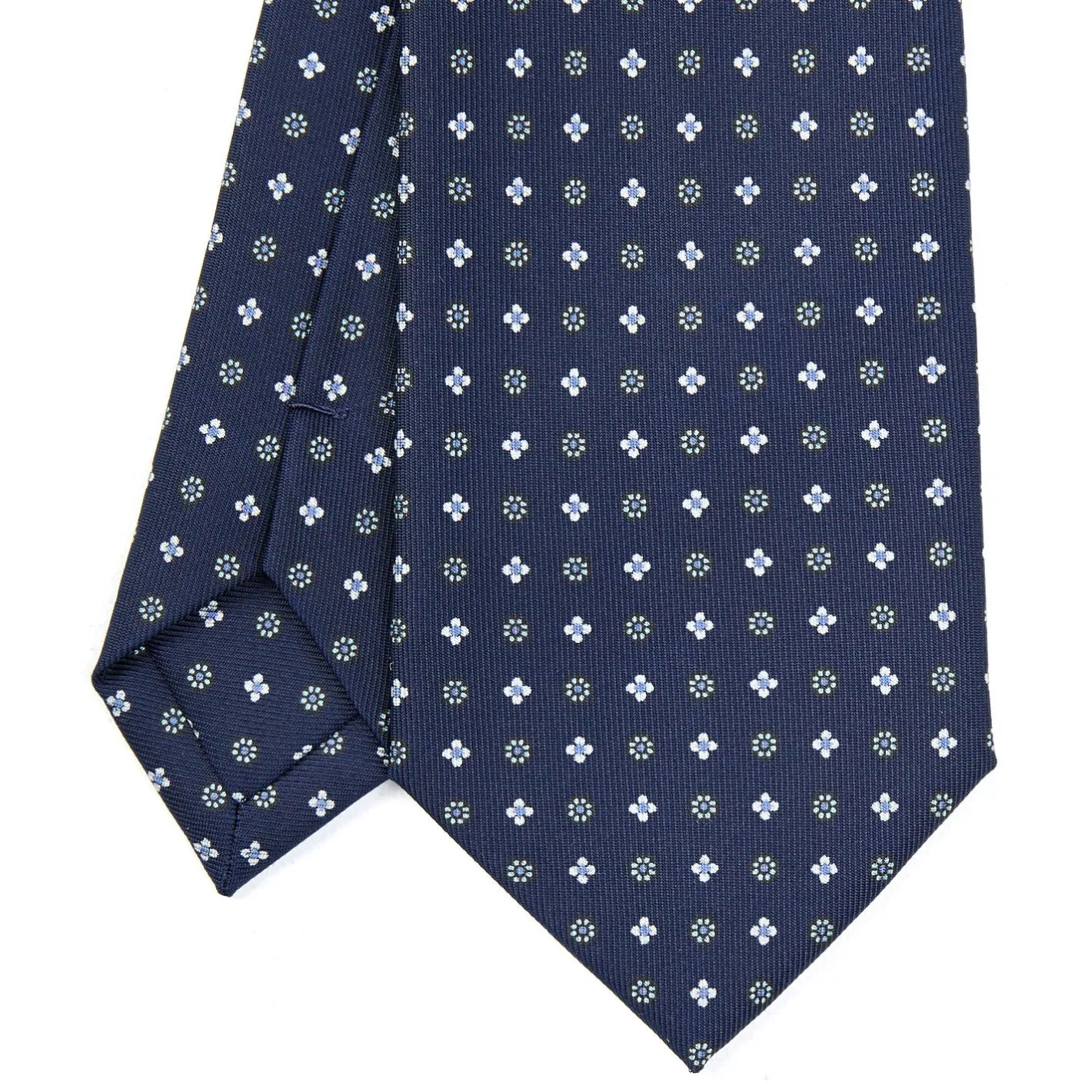 E.Marinella CRAVATTA SARTORIALE EXTRA LONG IN SETA BLU SCURO Microfantasia fiore Online