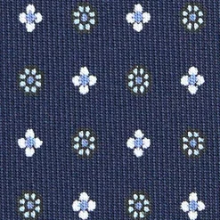 E.Marinella CRAVATTA SARTORIALE EXTRA LONG IN SETA BLU SCURO Microfantasia fiore Online