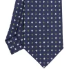 E.Marinella CRAVATTA SARTORIALE EXTRA LONG IN SETA BLU SCURO Microfantasia fiore Hot
