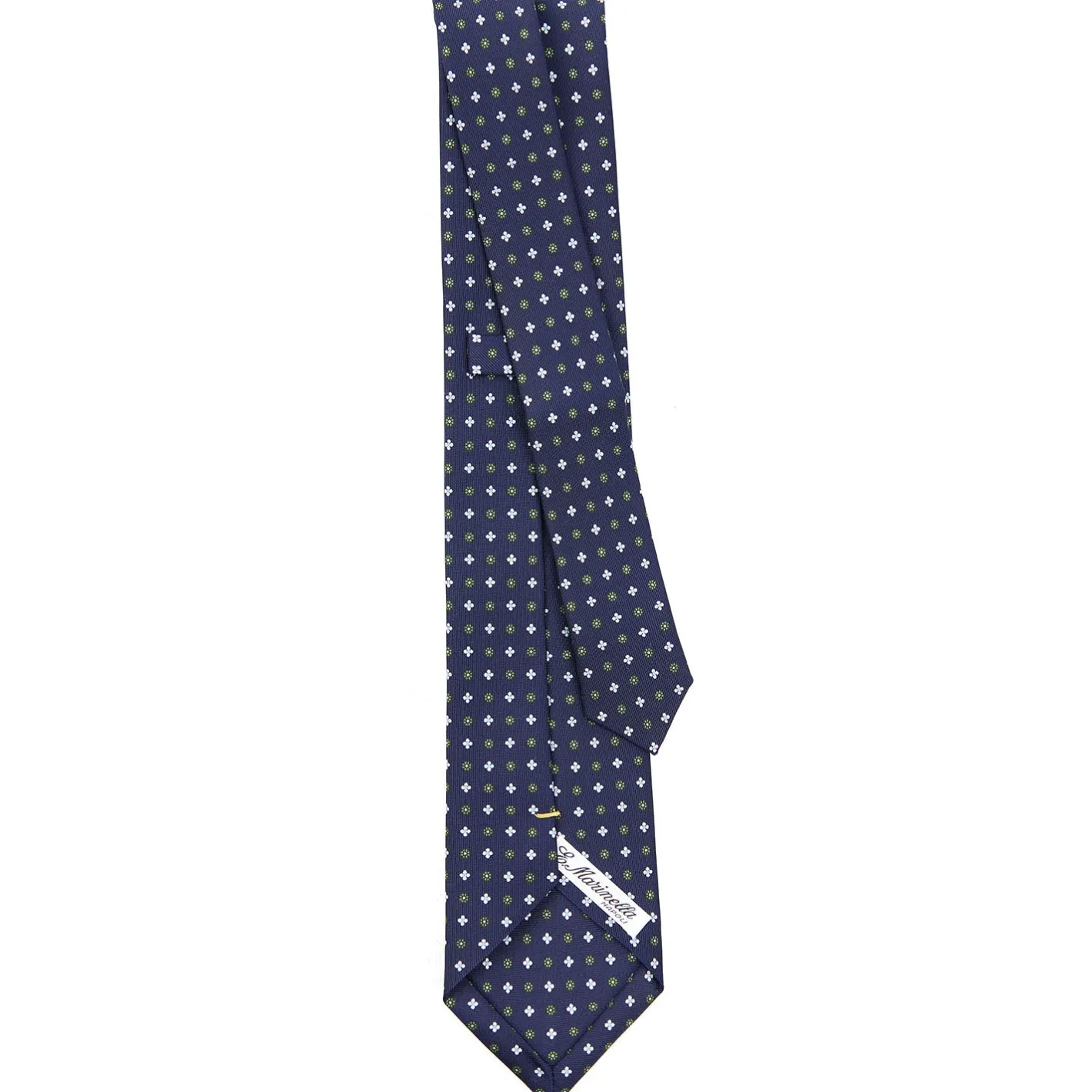 E.Marinella CRAVATTA SARTORIALE EXTRA LONG IN SETA BLU SCURO Microfantasia fiore Hot