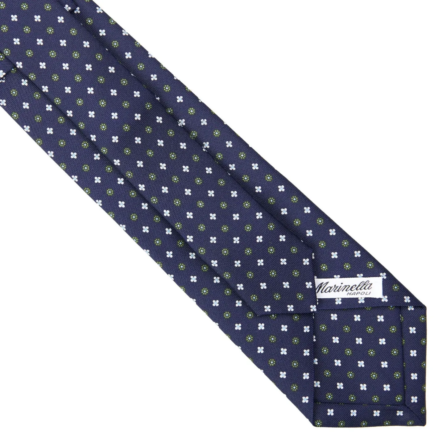 E.Marinella CRAVATTA SARTORIALE EXTRA LONG IN SETA BLU SCURO Microfantasia fiore Hot