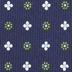 E.Marinella CRAVATTA SARTORIALE EXTRA LONG IN SETA BLU SCURO Microfantasia fiore Hot
