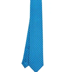 E.Marinella CRAVATTA SARTORIALE EXTRA LONG IN SETA BLU MEDIO Microfantasia fiore Outlet