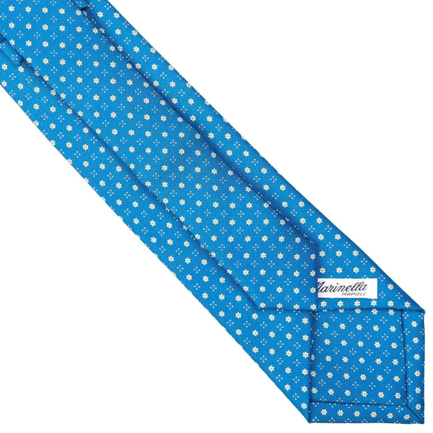 E.Marinella CRAVATTA SARTORIALE EXTRA LONG IN SETA BLU MEDIO Microfantasia fiore Outlet