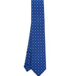 E.Marinella CRAVATTA SARTORIALE EXTRA LONG IN SETA BLUMicrofantasia fiore Discount