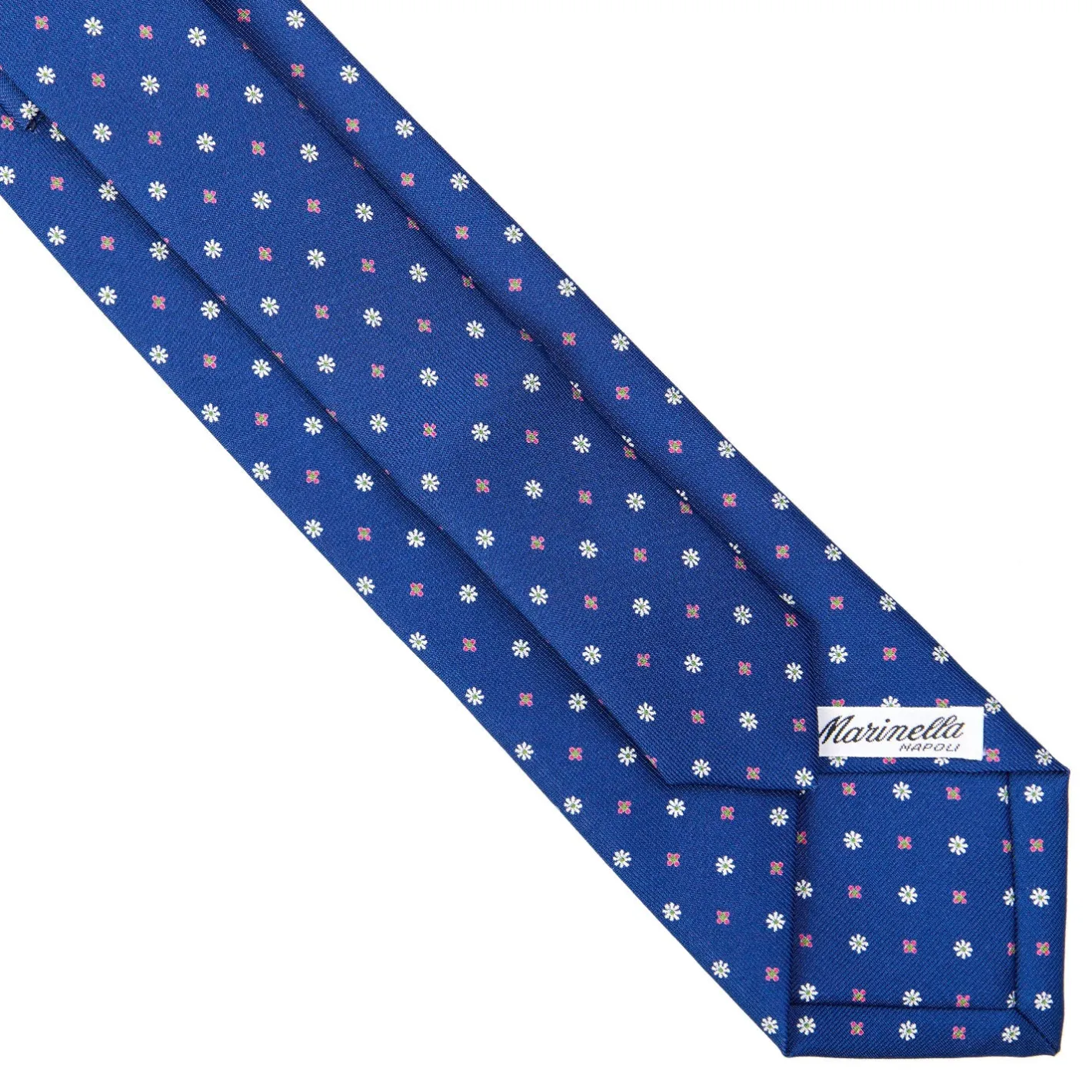 E.Marinella CRAVATTA SARTORIALE EXTRA LONG IN SETA BLUMicrofantasia fiore Discount