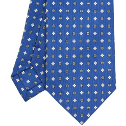 E.Marinella CRAVATTA SARTORIALE EXTRA LONG IN SETA BLUMicrofantasia fiore Discount