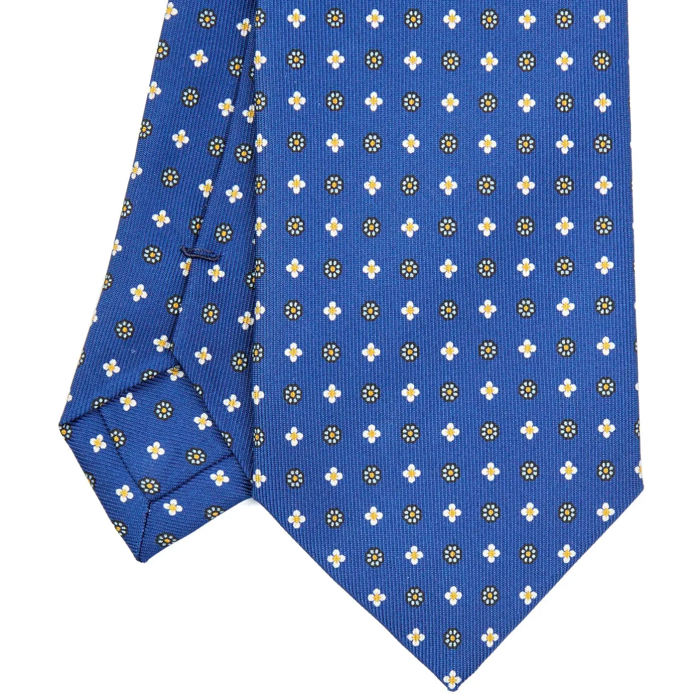 E.Marinella CRAVATTA SARTORIALE EXTRA LONG IN SETA BLUMicrofantasia fiore Discount