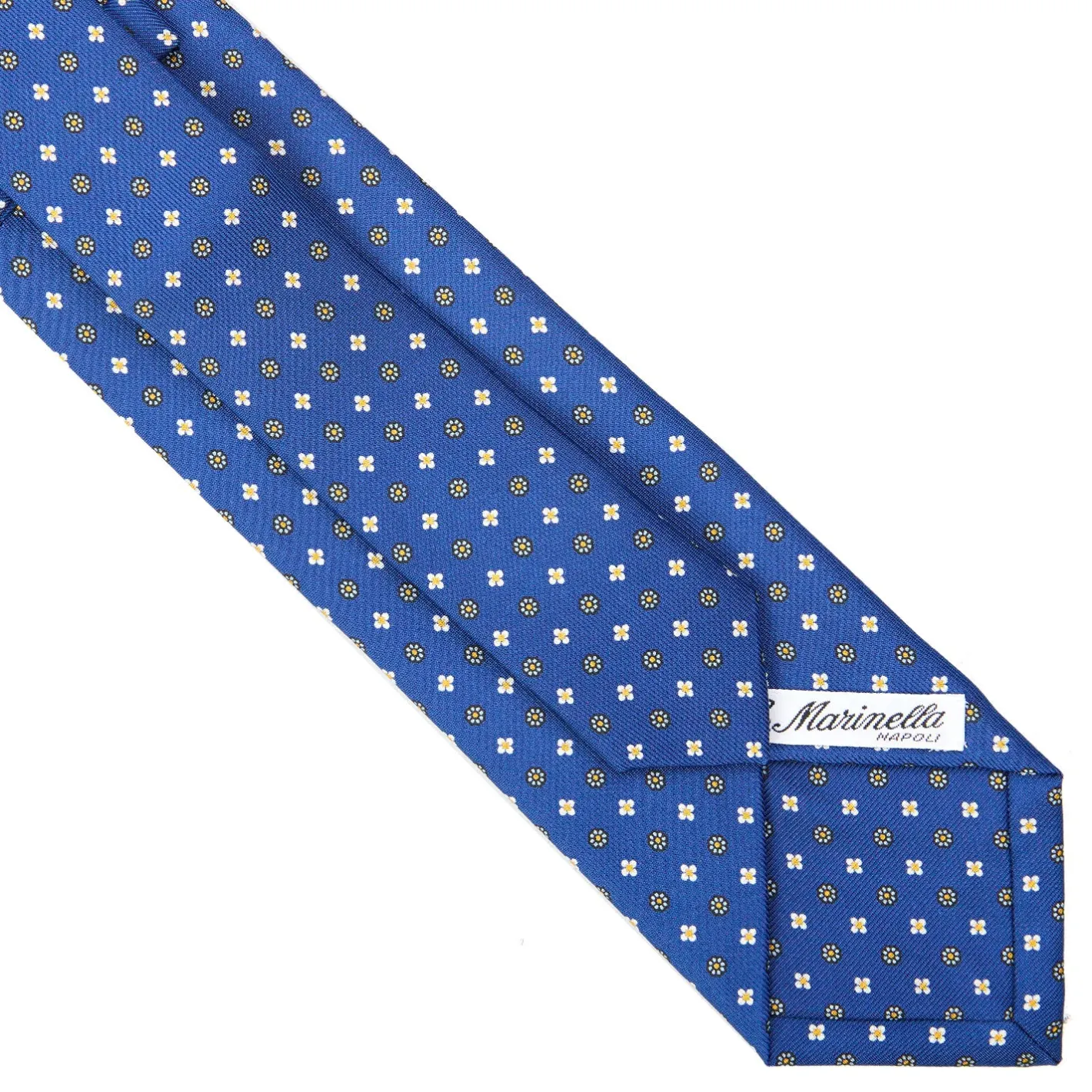 E.Marinella CRAVATTA SARTORIALE EXTRA LONG IN SETA BLUMicrofantasia fiore Discount