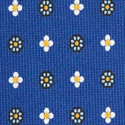 E.Marinella CRAVATTA SARTORIALE EXTRA LONG IN SETA BLUMicrofantasia fiore Discount