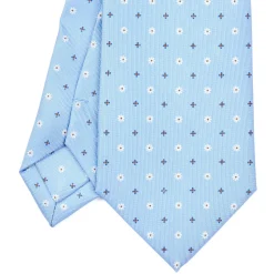 E.Marinella CRAVATTA SARTORIALE EXTRA LONG IN SETA AZZURRA Microfantasia fiore Online