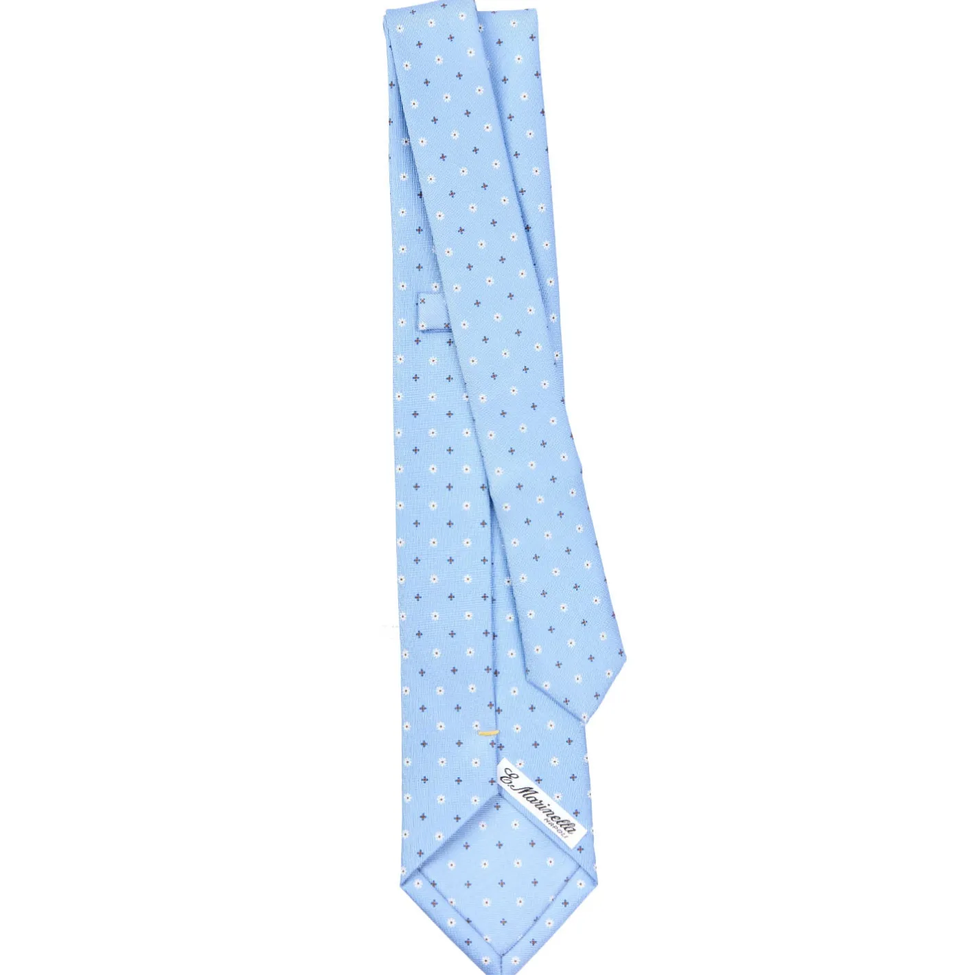 E.Marinella CRAVATTA SARTORIALE EXTRA LONG IN SETA AZZURRA Microfantasia fiore Online