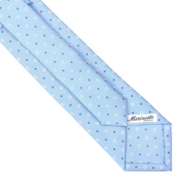 E.Marinella CRAVATTA SARTORIALE EXTRA LONG IN SETA AZZURRA Microfantasia fiore Online
