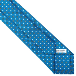 E.Marinella CRAVATTA SARTORIALE EXTRA LONG IN SETA BLU MEDIO Microfantasia fiore Outlet