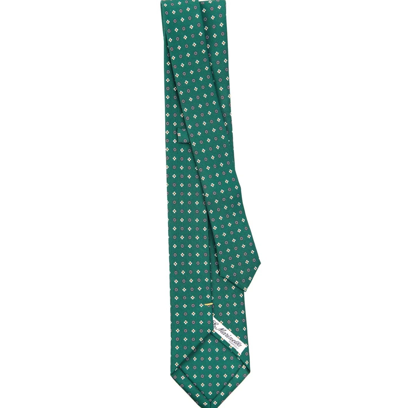 E.Marinella CRAVATTA SARTORIALE EXTRA LONG IN SETA VERDE SCURO Microfantasia fiore Sale