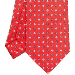 E.Marinella CRAVATTA SARTORIALE EXTRA LONG IN SETA ROSSA Microfantasia fiore Online
