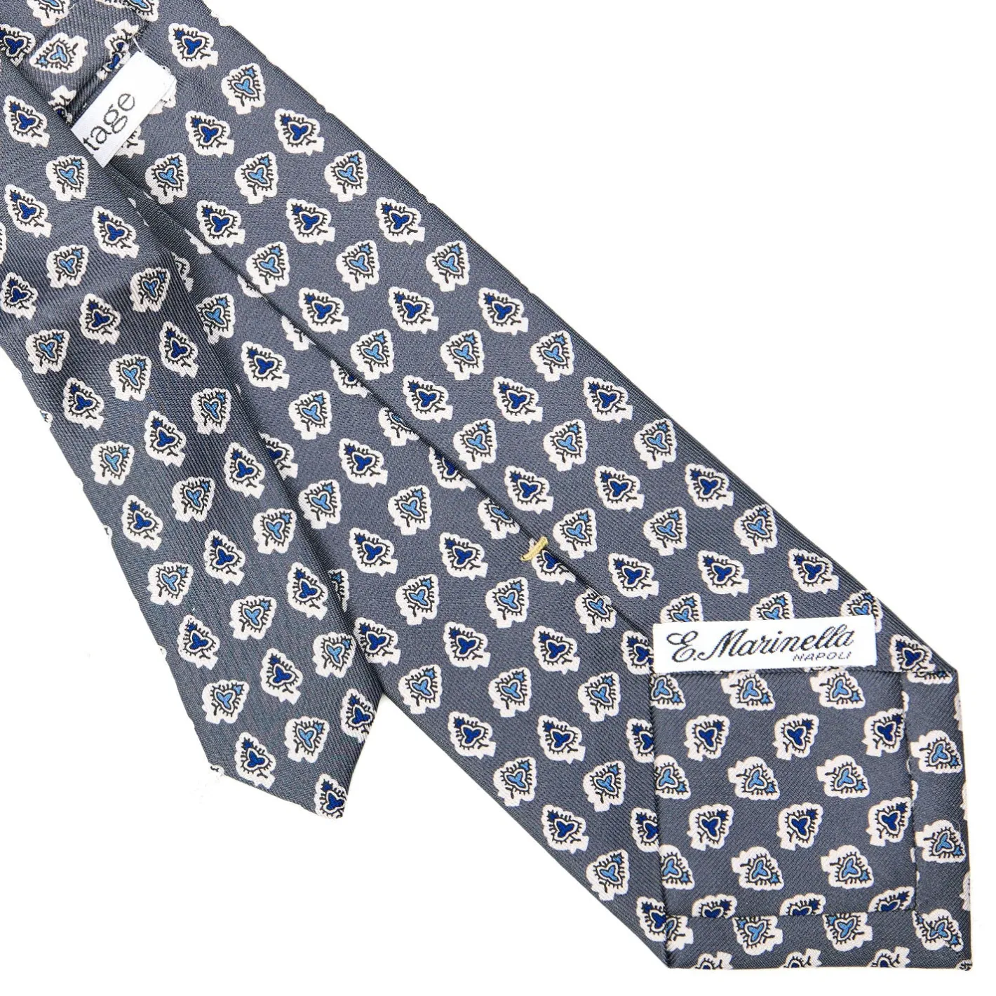 E.Marinella CRAVATTA SARTORIALE EXTRA LONG IN SETA GRIGIO SCURO Collezione heritage Outlet