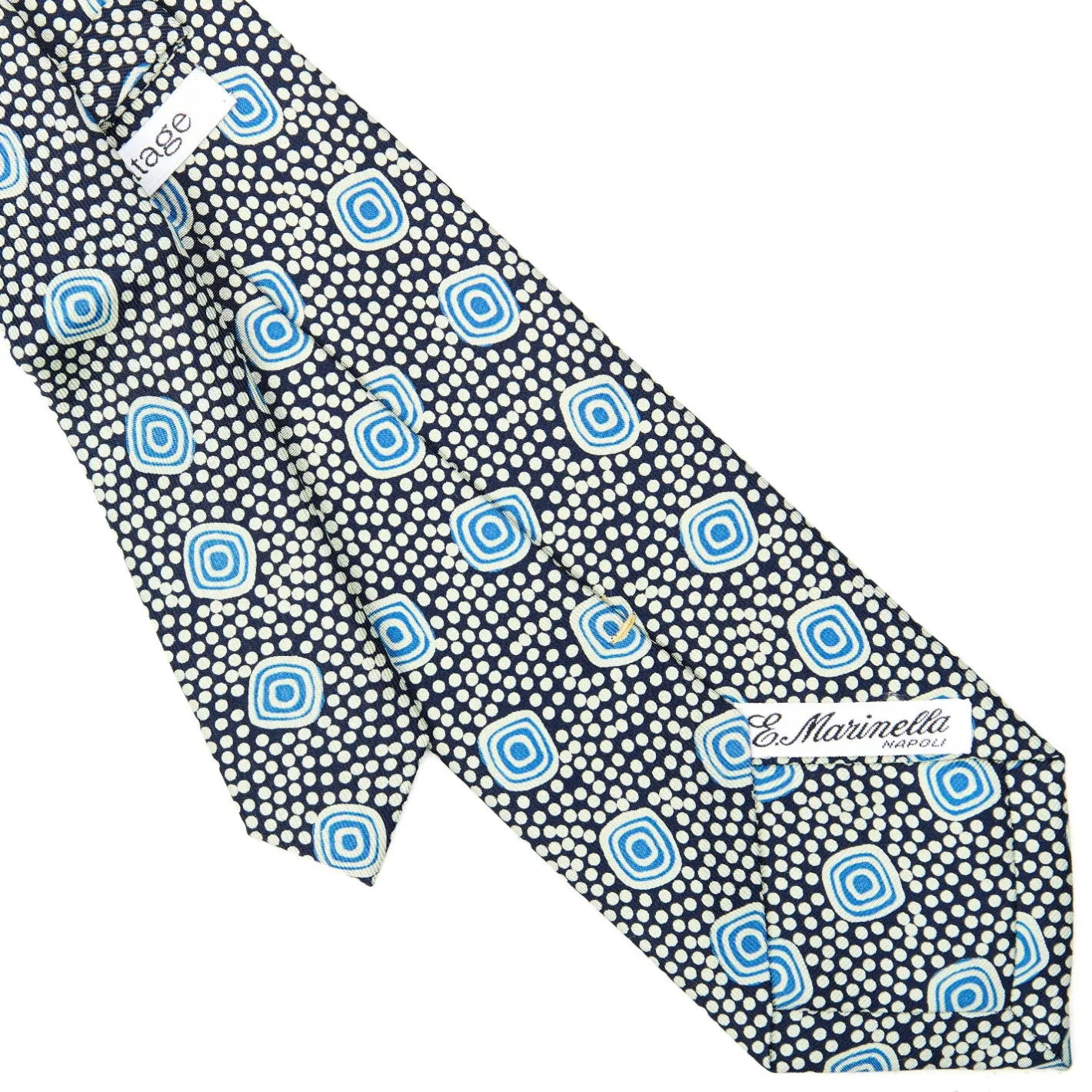 E.Marinella CRAVATTA SARTORIALE EXTRA LONG IN SETA BLU SCURO Collezione heritage