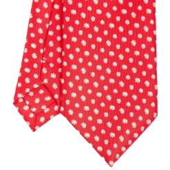 E.Marinella CRAVATTA SARTORIALE EXTRA LONG IN SETA ROSSA Microfantasia fiore Discount