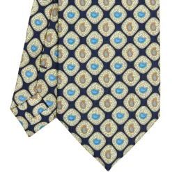E.Marinella CRAVATTA SARTORIALE EXTRA LONG IN SETA BLU SCURO Collezione heritage Outlet