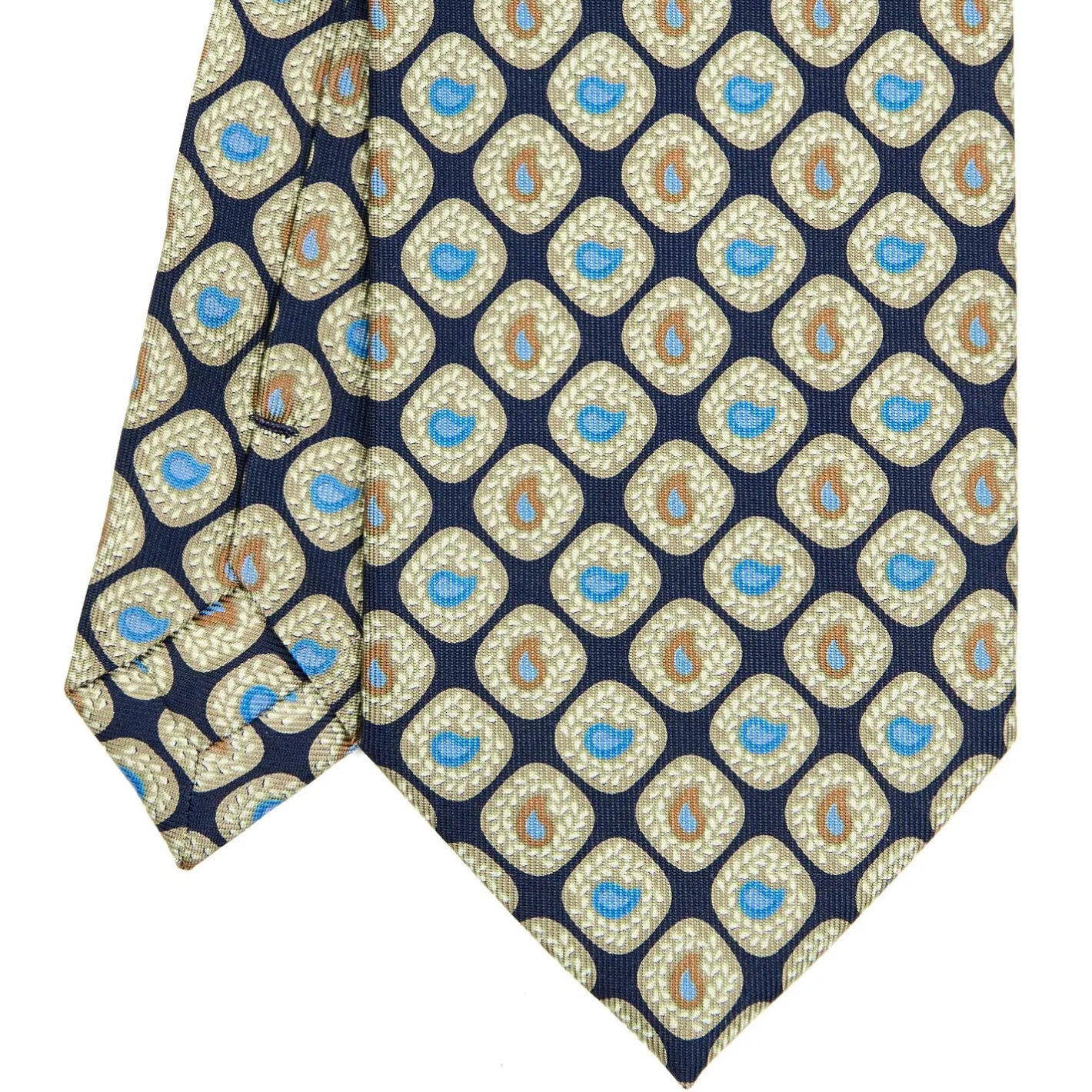 E.Marinella CRAVATTA SARTORIALE EXTRA LONG IN SETA BLU SCURO Collezione heritage Outlet