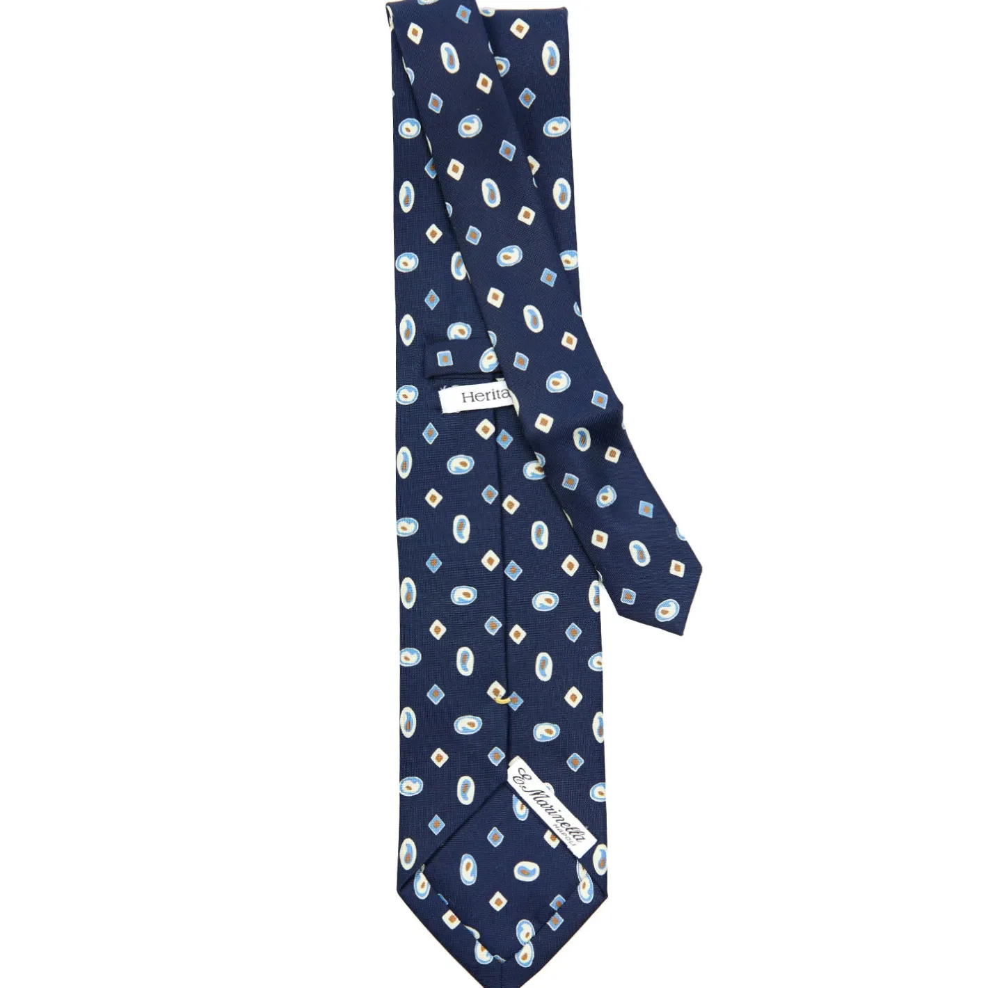 E.Marinella CRAVATTA SARTORIALE EXTRA LONG IN SETA BLU SCURO Collezione heritage Clearance