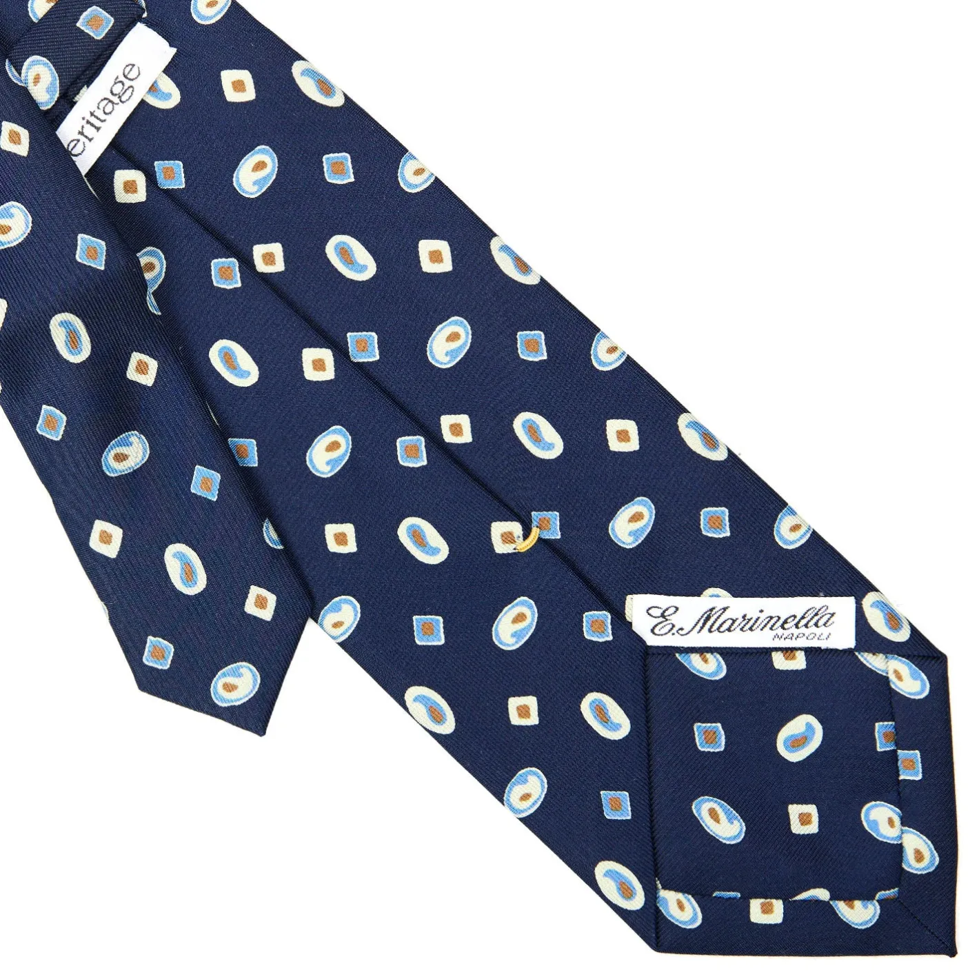 E.Marinella CRAVATTA SARTORIALE EXTRA LONG IN SETA BLU SCURO Collezione heritage Clearance