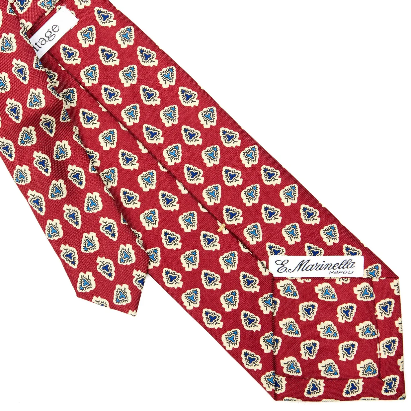 E.Marinella CRAVATTA SARTORIALE EXTRA LONG IN SETA BORDEAUX Collezione heritage Clearance