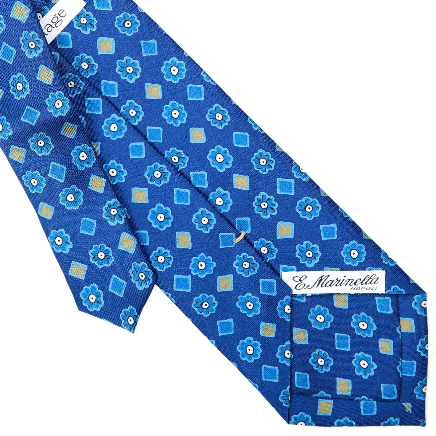 E.Marinella CRAVATTA SARTORIALE EXTRA LONG IN SETA BLU Collezione heritage Hot