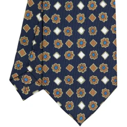 E.Marinella CRAVATTA SARTORIALE EXTRA LONG IN SETA BLU SCURO Collezione heritage Outlet