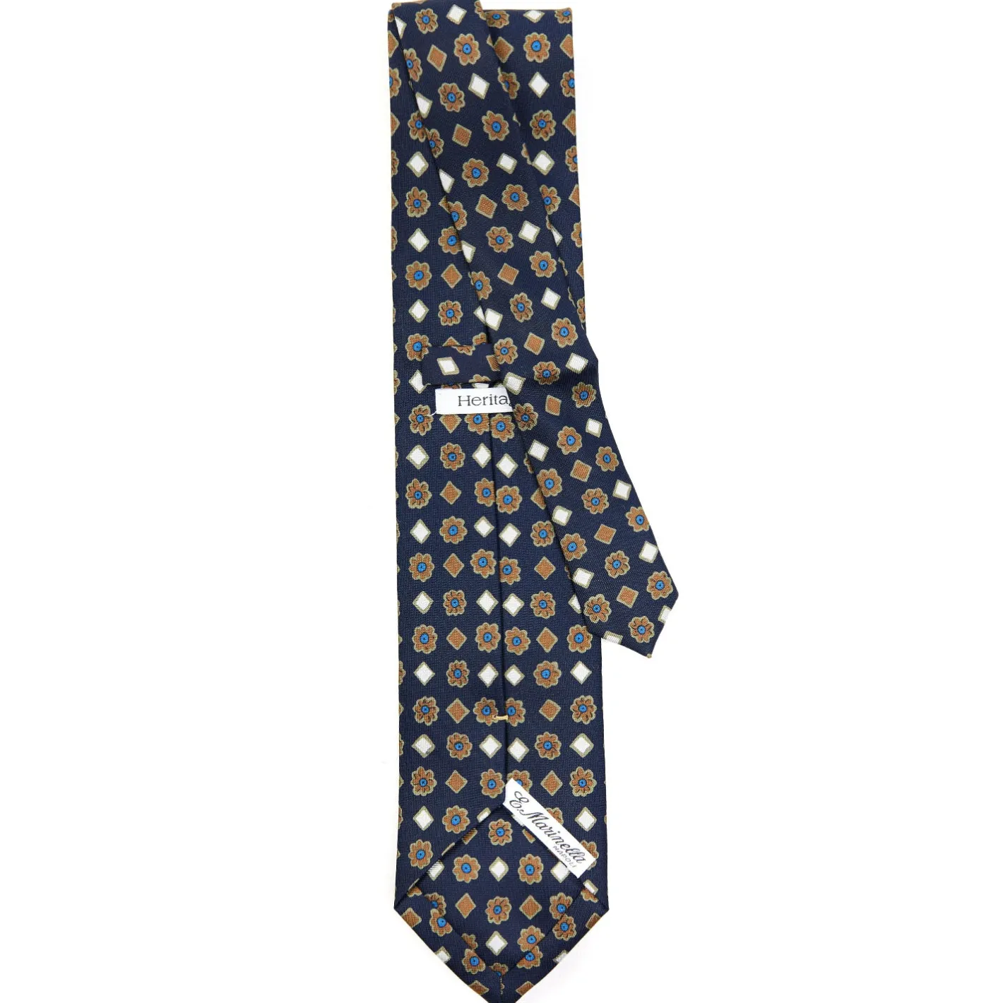 E.Marinella CRAVATTA SARTORIALE EXTRA LONG IN SETA BLU SCURO Collezione heritage Outlet