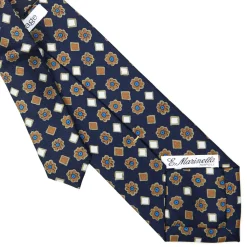 E.Marinella CRAVATTA SARTORIALE EXTRA LONG IN SETA BLU SCURO Collezione heritage Outlet
