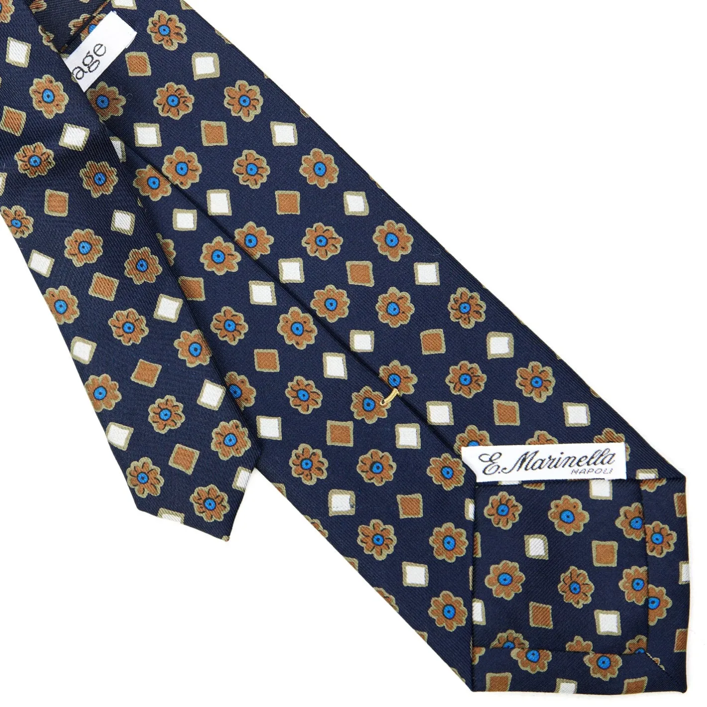 E.Marinella CRAVATTA SARTORIALE EXTRA LONG IN SETA BLU SCURO Collezione heritage Outlet