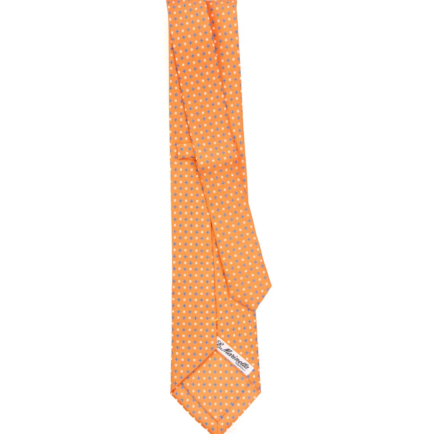 E.Marinella CRAVATTA SARTORIALE EXTRA LONG IN SETA ARANCIONE Microfantasia fiore Hot
